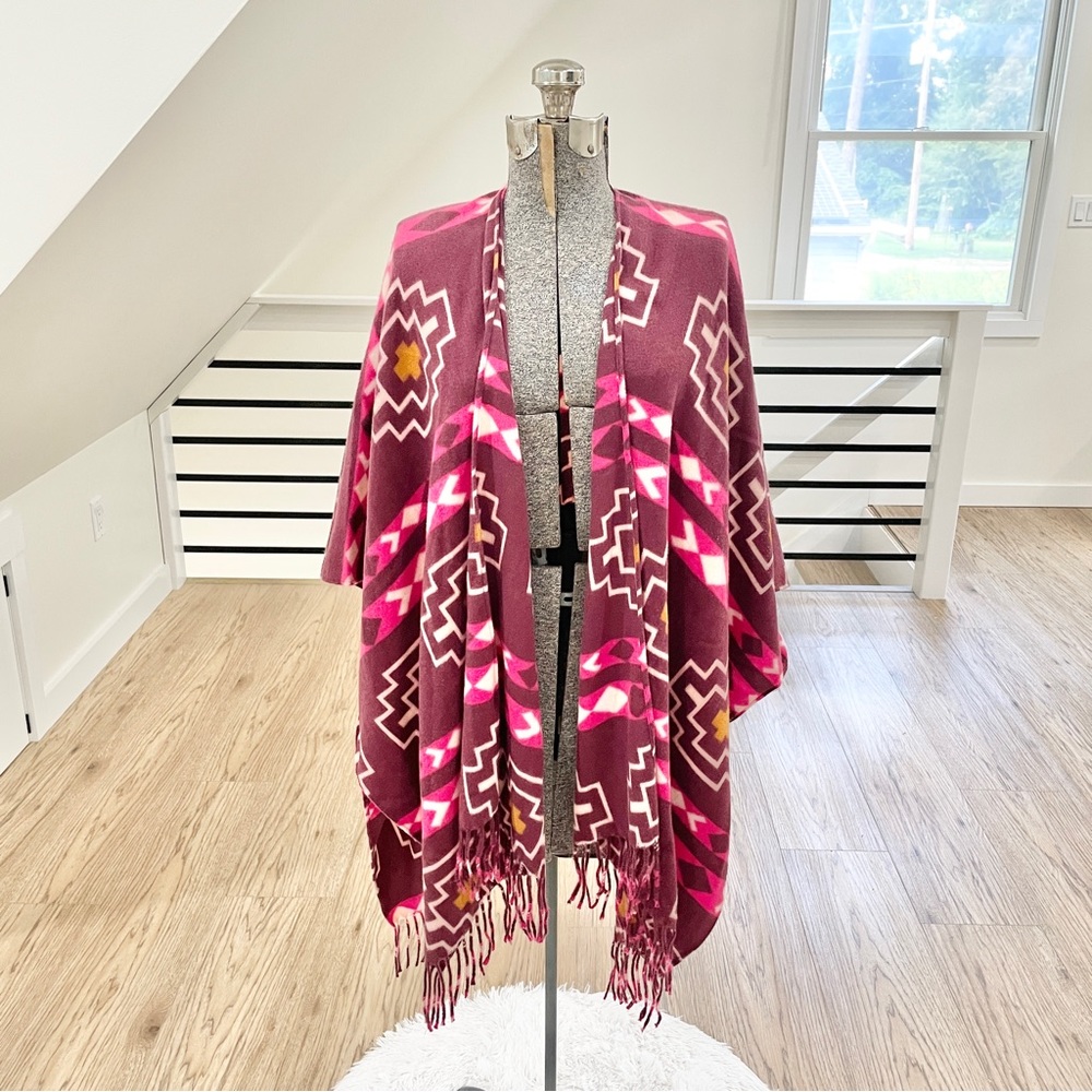 Sonoma soft bohemian pink brown and purple shrug Pancho
